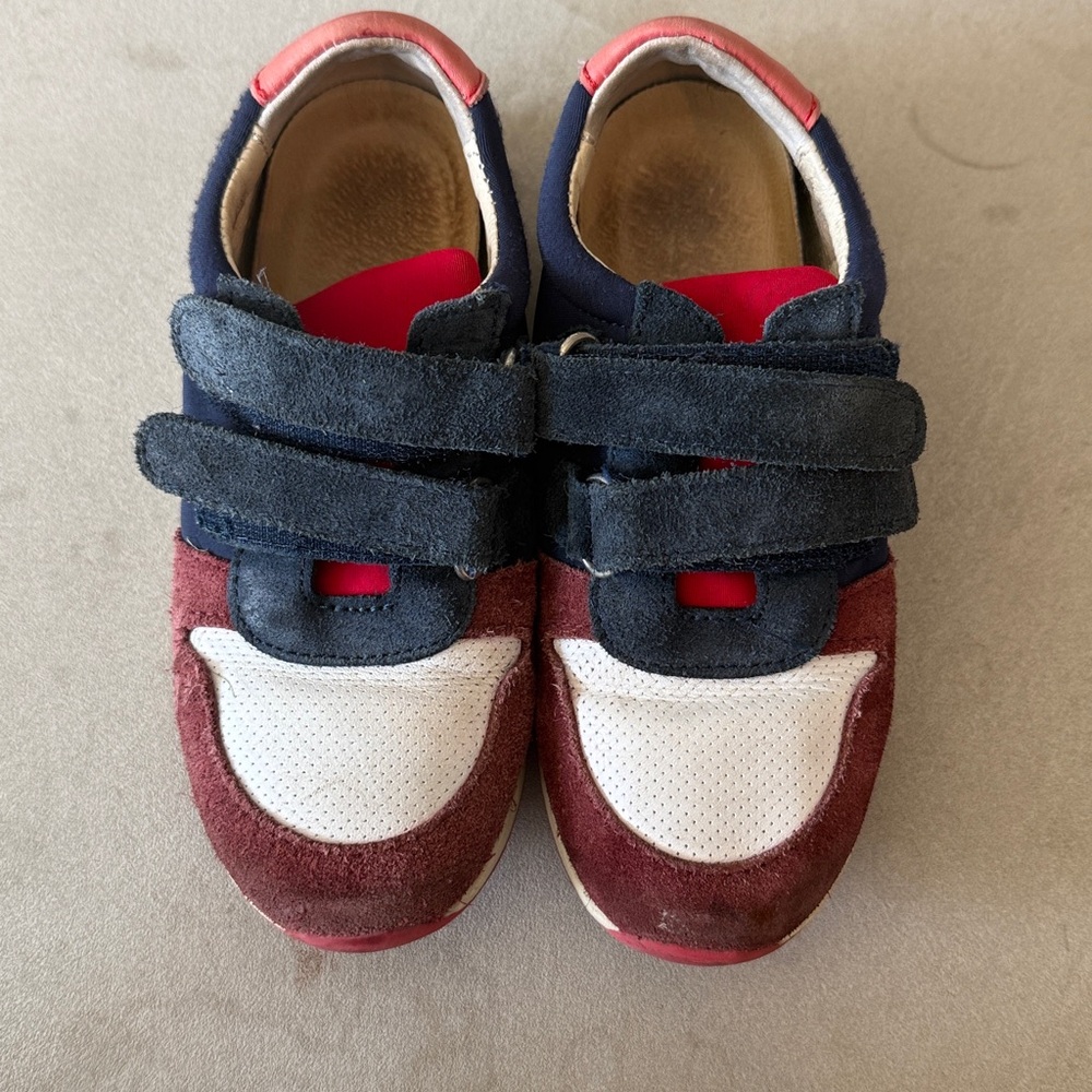 Jacadi maroon and red multi colored velcro tennis sneaker size 31